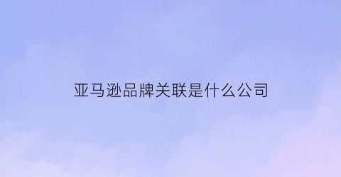 亚马逊品牌关联是什么公司(吃米粉宝宝上火吗)