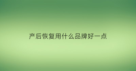 产后恢复用什么品牌好一点