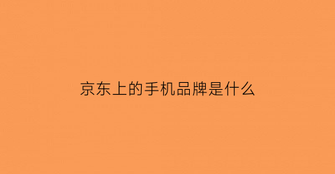 京东上的手机品牌是什么(京东商城品牌手机)