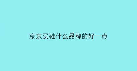 京东买鞋什么品牌的好一点(京东买鞋什么品牌的好一点呢)