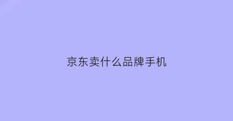 京东卖什么品牌手机(京东卖的最好的手机)