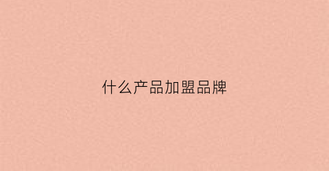 什么产品加盟品牌(哪个品牌加盟店好)