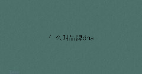 什么叫品牌dna(什么叫品牌建设)