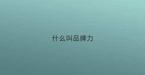 什么叫品牌力(如何理解品牌的力量)