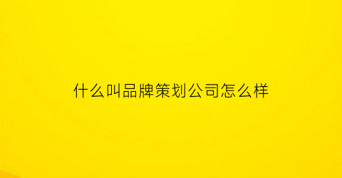 什么叫品牌策划公司怎么样(品牌策划是干啥的)