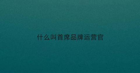 什么叫首席品牌运营官(首席运营官是什么岗位)