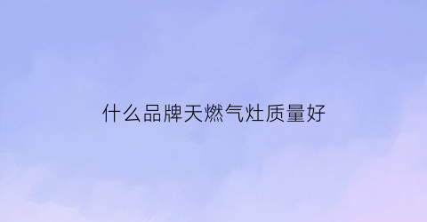 什么品牌天燃气灶质量好