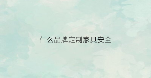 什么品牌定制家具安全(什么品牌定制家具安全性好)