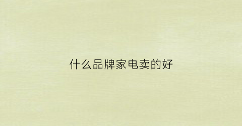 什么品牌家电卖的好(什么品牌家电最好)