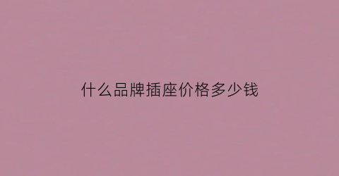 什么品牌插座价格多少钱(插座什么品牌的经济又实惠)