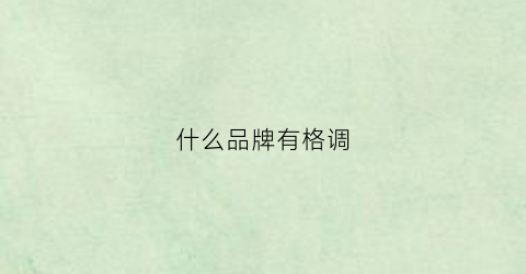 什么品牌有格调(格调的衣服是不是名牌)
