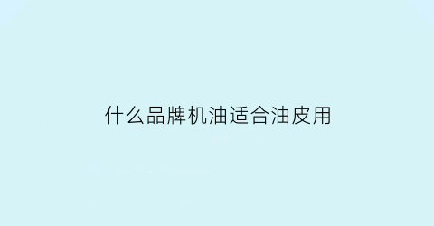 什么品牌机油适合油皮用(什么机油适合什么车型)
