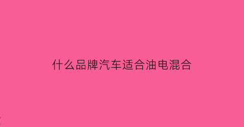 什么品牌汽车适合油电混合(什么汽车油电混合动力)