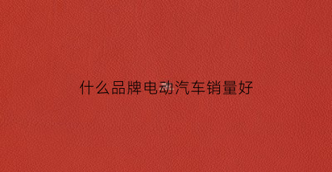 什么品牌电动汽车销量好(销量好的电动汽车)