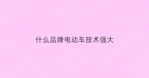 什么品牌电动车技术强大(哪个品牌的电动车性能最好)