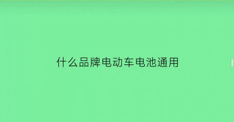 什么品牌电动车电池通用