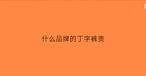 什么品牌的丁字裤贵