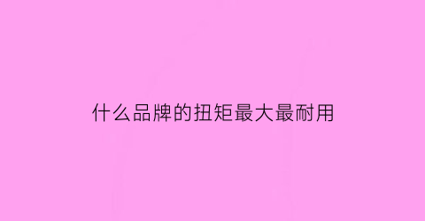 什么品牌的扭矩最大最耐用(扭矩最大的国产车)