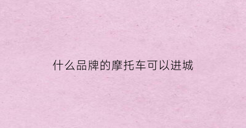 什么品牌的摩托车可以进城(摩托车什么牌照可以进市区)