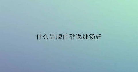 什么品牌的砂锅炖汤好(什么品牌砂锅煲汤最好)