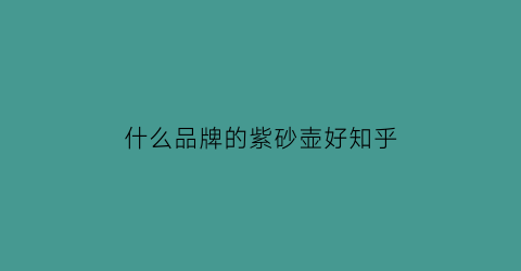 什么品牌的紫砂壶好知乎(什么牌子紫砂壶最出名)