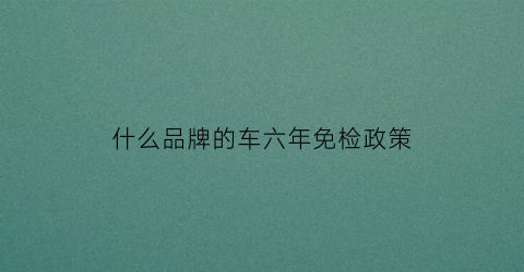 什么品牌的车六年免检政策(什么样车六年免检)