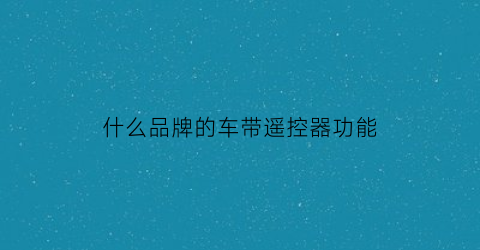 什么品牌的车带遥控器功能(什么车遥控器最漂亮)