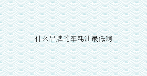 什么品牌的车耗油最低啊(什么品牌汽车油耗最低)