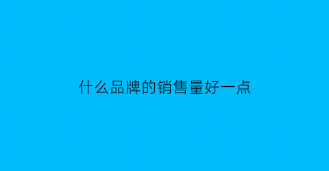 什么品牌的销售量好一点