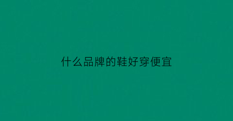 什么品牌的鞋好穿便宜(什么牌子的鞋子好穿又实惠)