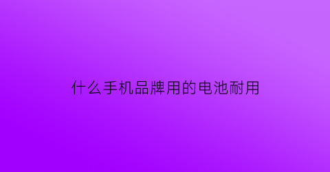 什么手机品牌用的电池耐用(什么手机品牌电池耐用和质量好)