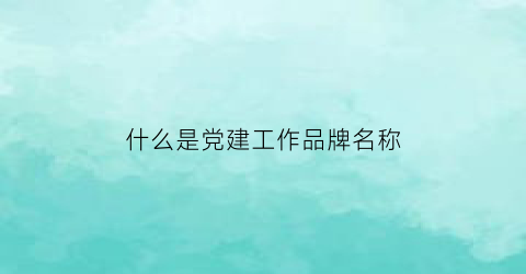 什么是党建工作品牌名称(什么是党建工作品牌名称呢)