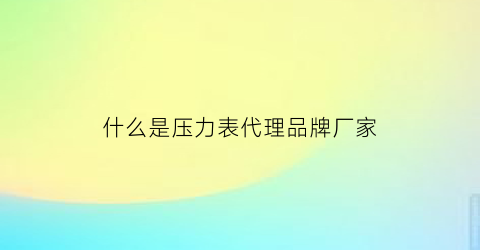 什么是压力表代理品牌厂家(全国知名压力表厂家)