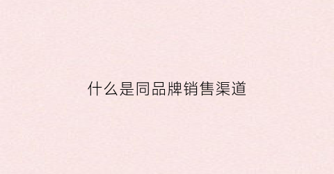 什么是同品牌销售渠道