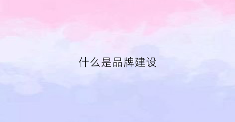 什么是品牌建设(什么是品牌建设理论)