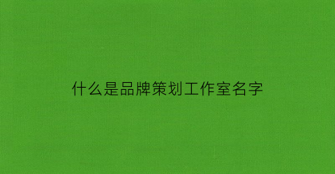 什么是品牌策划工作室名字(品牌策划公司名字大全)
