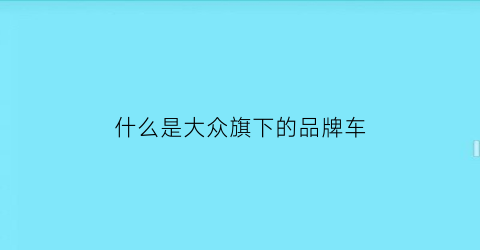 什么是大众旗下的品牌车(大众旗下的品牌有哪些)