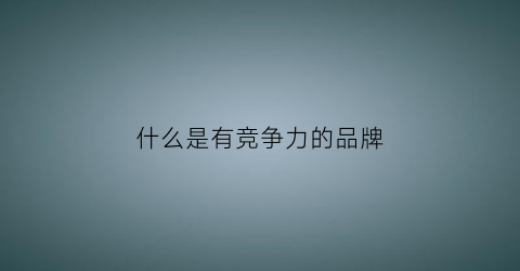 什么是有竞争力的品牌(有竞争力的企业)