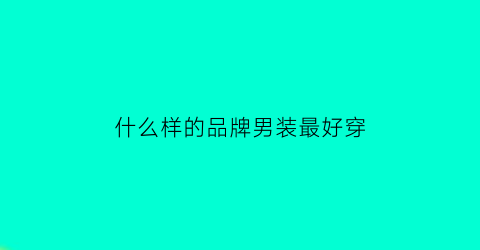 什么样的品牌男装最好穿(什么牌子的男装性价比最高)