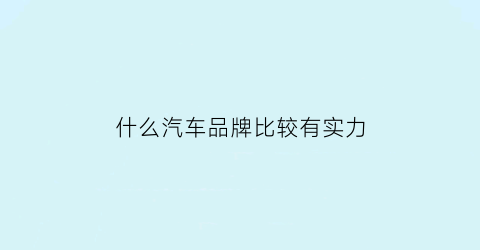 什么汽车品牌比较有实力(什么汽车)