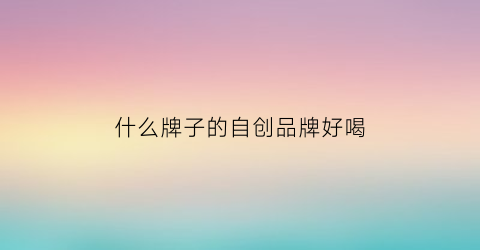 什么牌子的自创品牌好喝(自创品牌名字大全免费)