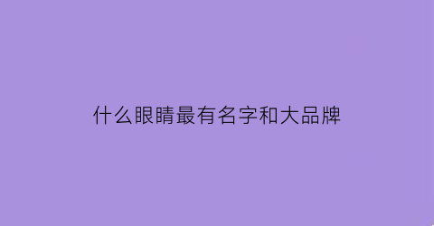 什么眼睛最有名字和大品牌(什么眼睛的牌子最好)