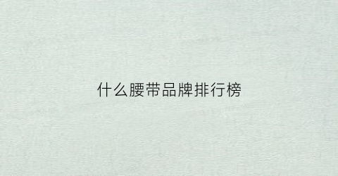 什么腰带品牌排行榜(哪些腰带品牌)