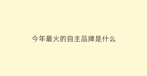 今年最火的自主品牌是什么(2021自主品牌)