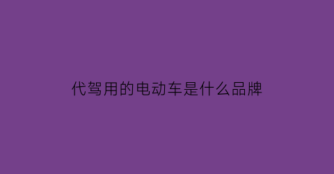 代驾用的电动车是什么品牌(代驾都用的什么电动车)