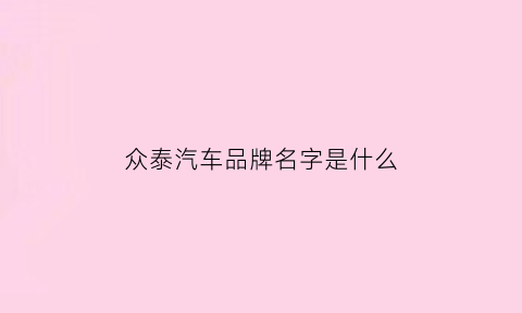 众泰汽车品牌名字是什么