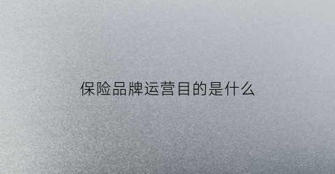 保险品牌运营目的是什么(保险公司产品运营)