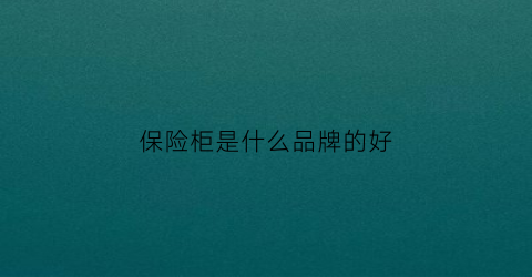 保险柜是什么品牌的好(保险柜哪个品牌)