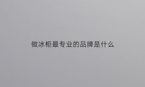 做冰柜最专业的品牌是什么