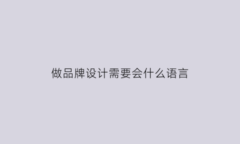 做品牌设计需要会什么语言(品牌设计需要哪些方面的设计)